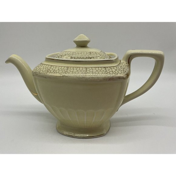 Hall Ceramic Vintage Hollywood Teapot Warm Yellow and Gold Hall 0118S 6 Cup MCM - Picture 6 of 16